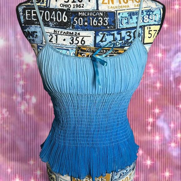 VINTAGE Y2K Women's SHE'S COOL Blue Ombre and Sequin Cami - Picture 2 of 6